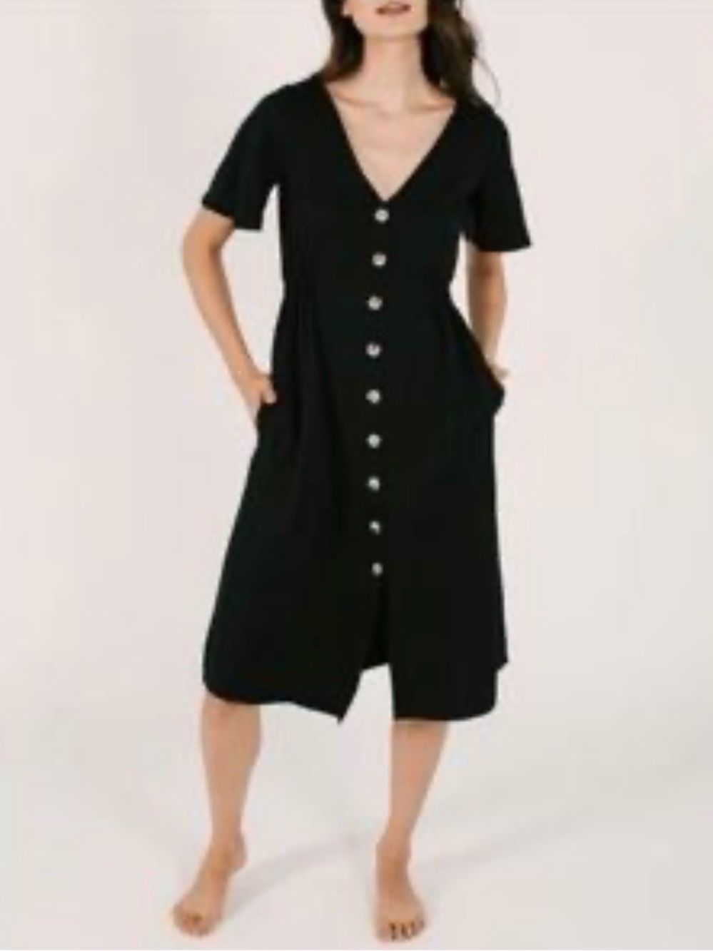 Smash + Tess Barely Black Button Front Tencel Jane Dress Size M